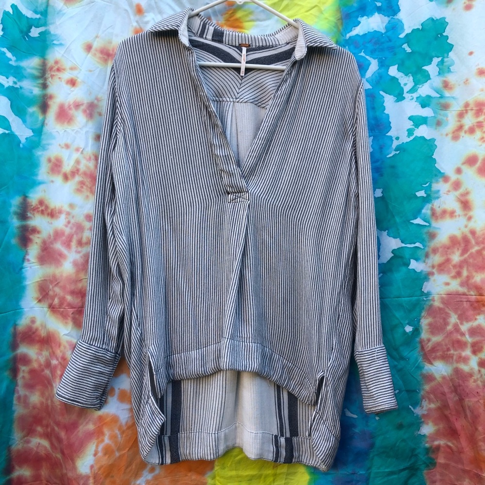 Free People Stripe Tunic Blue White